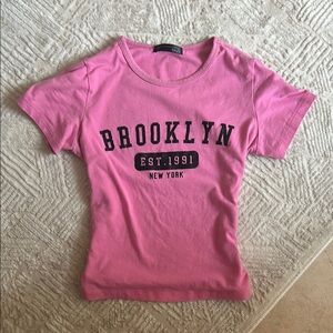 DKNY Pink Brooklyn Graphic Tee